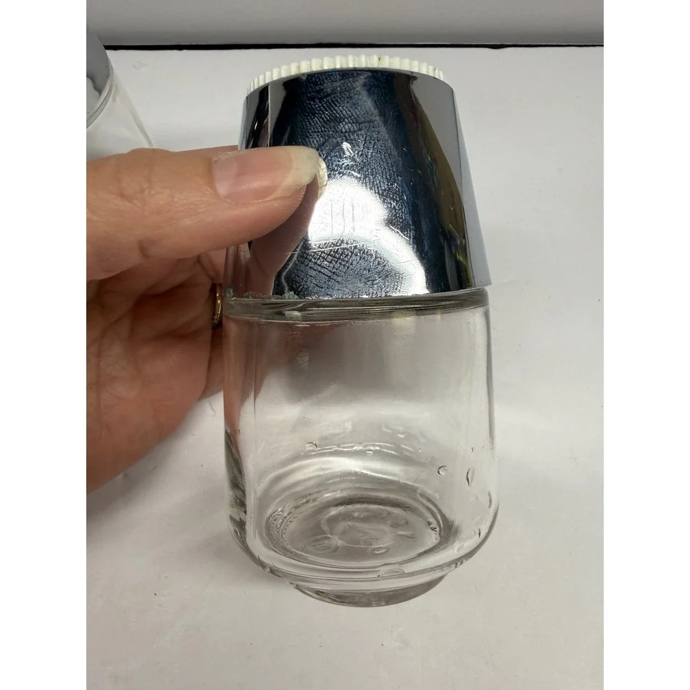 Vintage Gemco Salt and Pepper Shakers Chrome Glass MCM Made in USA Set of 2